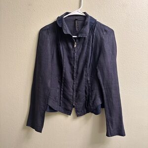 ONZ made in Italy 100% Linen Blazer Size Small Navy